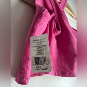 Beyond Yoga Deep Pink Spacedye Halter Cropped Tank Top